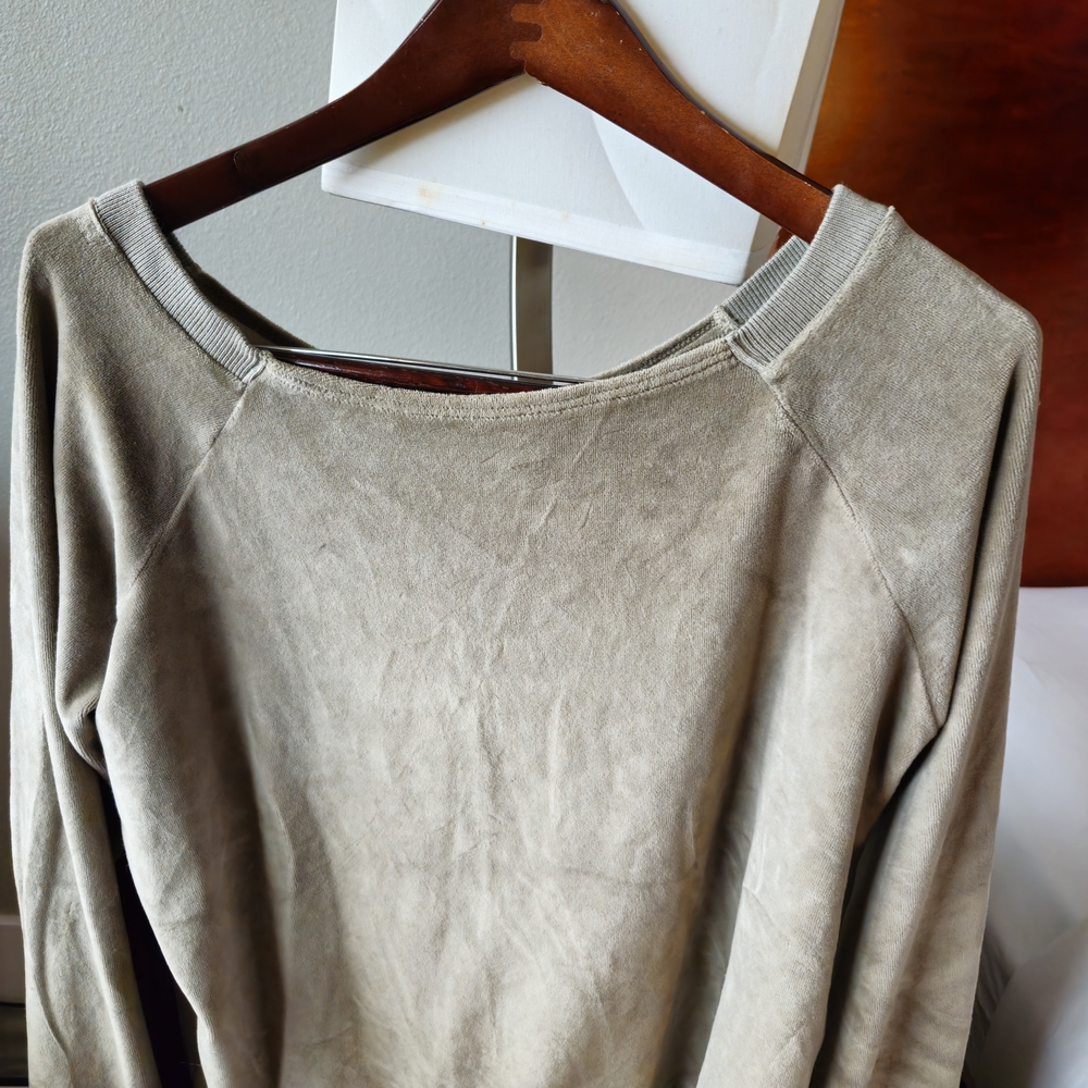 OmGirl Pewter Velvet Long-Sleeve Top